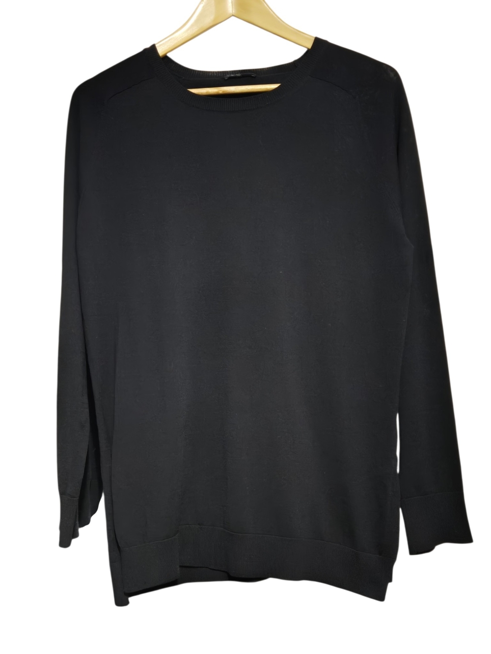Theory Black Crewneck Pullover Sweater Minimalist Long Sleeve Women Medium